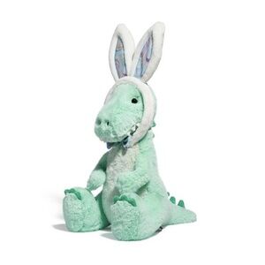 FAO Schwarz light blue Plush Dinosaur with removable Bunny Ears Easter NEW!
